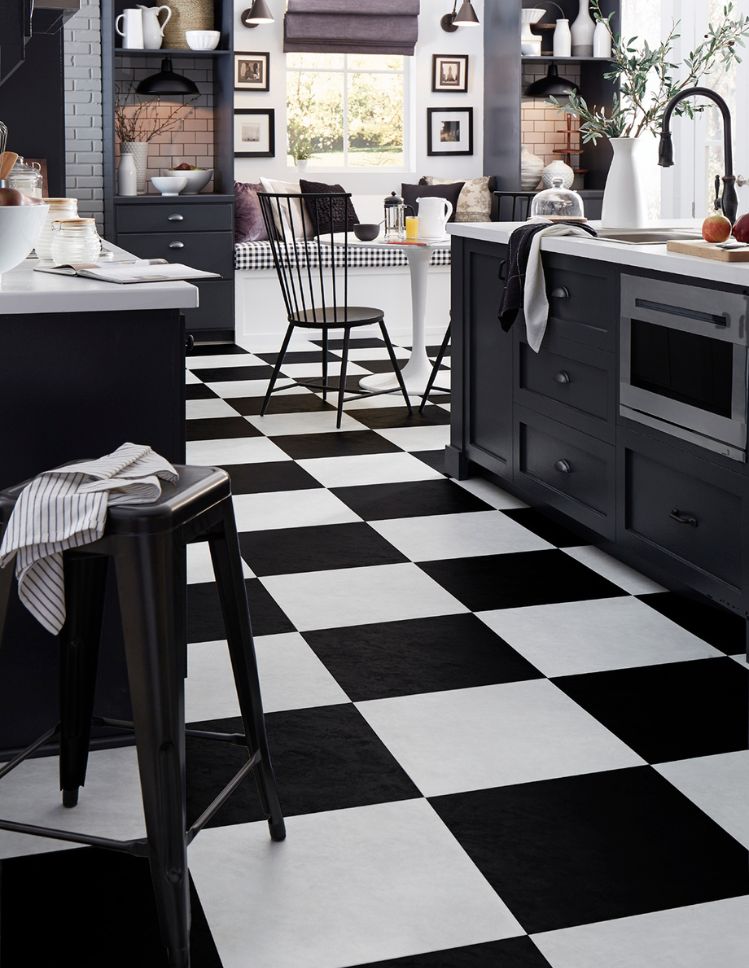 checkered luxury vinyl tile flooring in a modern Williamsport kitchen