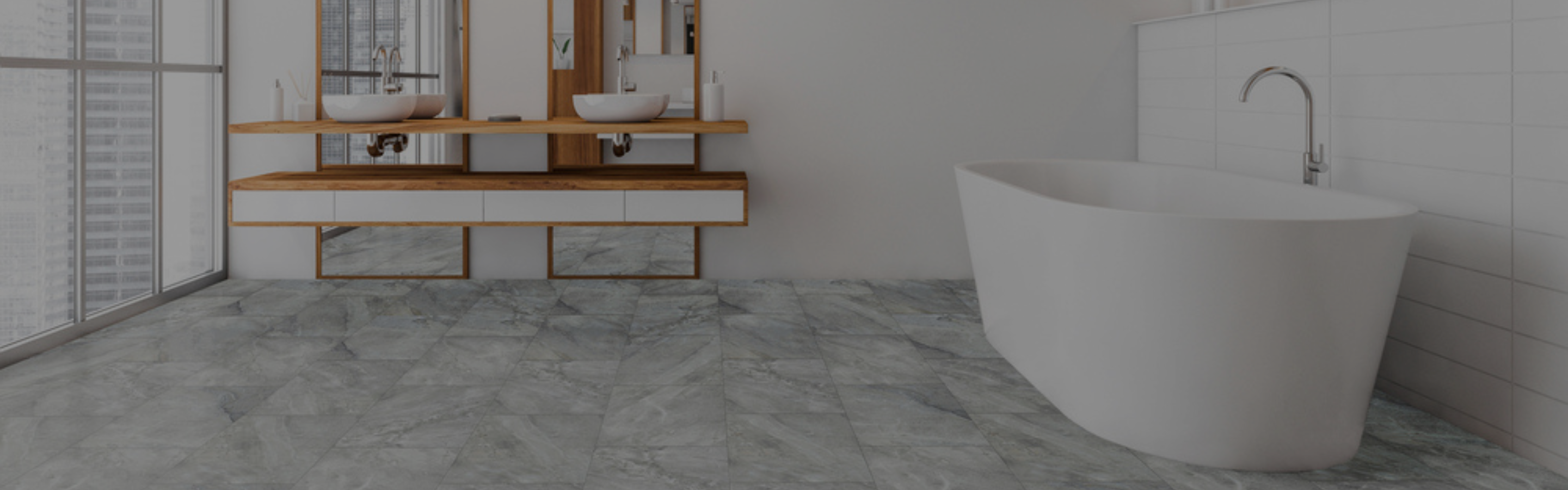 stone look luxury vinyl flooring installation in bathroom